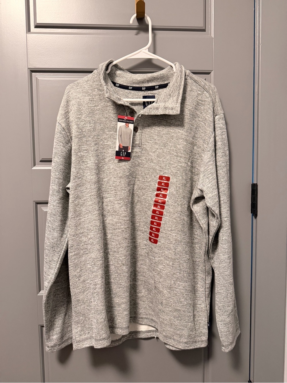 GAP Men's Light Gray Heather Mock Neck Pullover Sweater XL